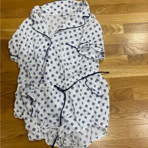 In Bloom White and Blue Pajama Set